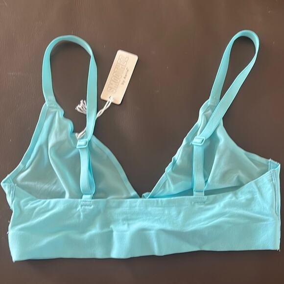 Smoothez by Aerie Blue Bralette sheer mesh cups wireless pull-on medium NWT - Picture 2 of 4